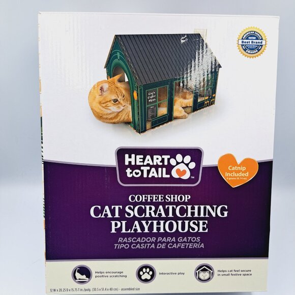 Coffee Shop Bistro Cat or Small Animal Playhouse with Cardboard Scratching Board - Picture 2 of 6